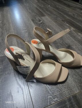 Jessica Simpson Nude Block Heel Slingback Sandals
